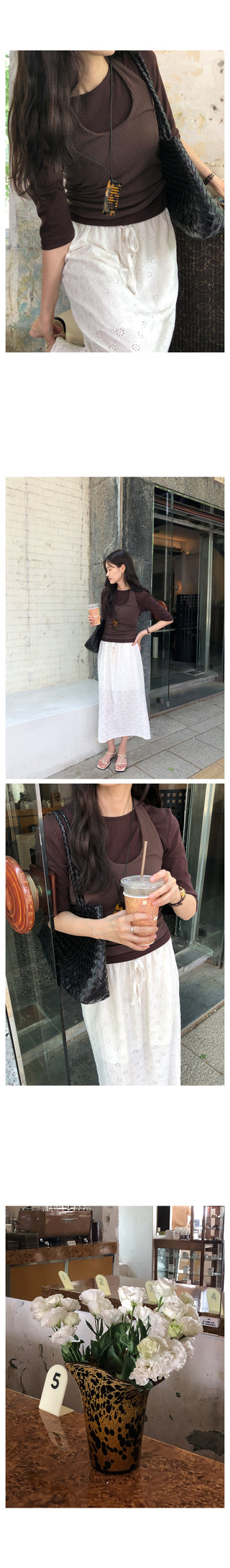 Ribbed 7/8 length T-shirt