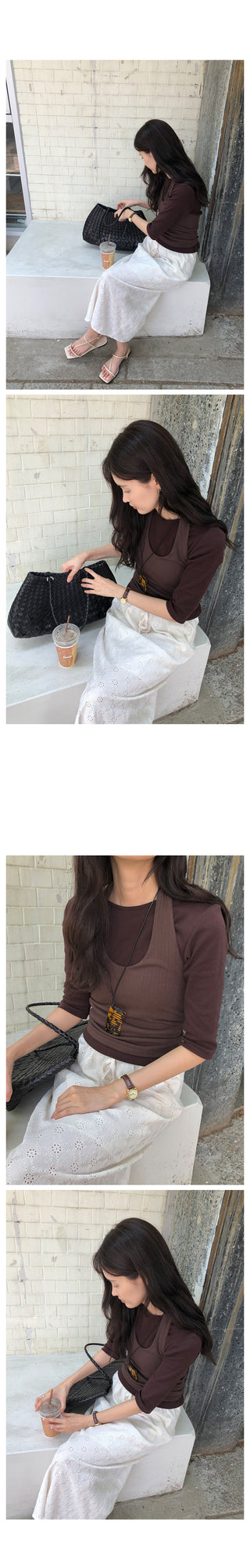 Ribbed 7/8 length T-shirt