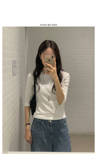 Ribbed 7/8 length T-shirt