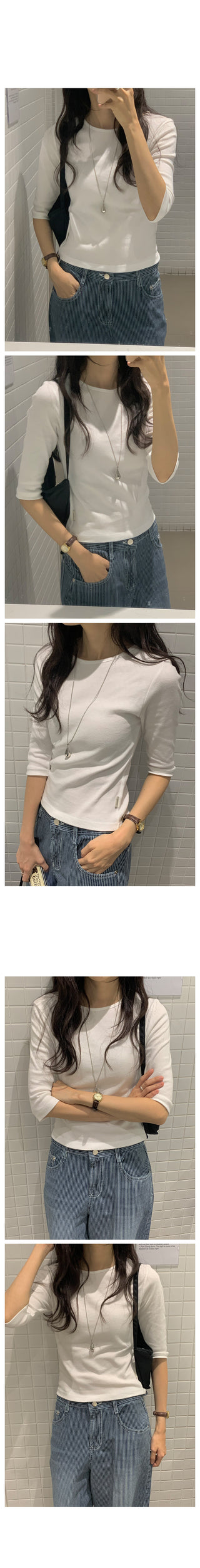Ribbed 7/8 length T-shirt