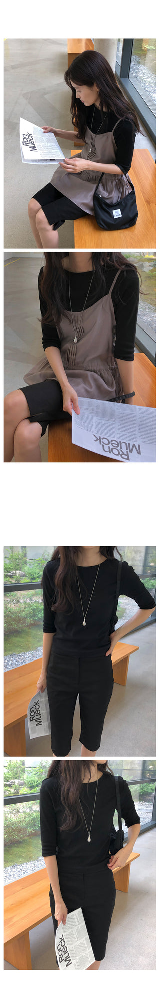 Ribbed 7/8 length T-shirt