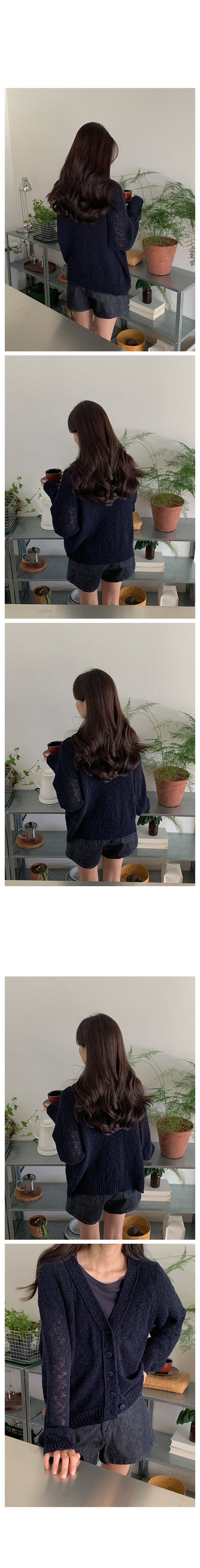 Sand V-neck cotton cardigan in 2 colors!