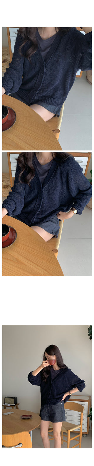 Sand V-neck cotton cardigan in 2 colors!