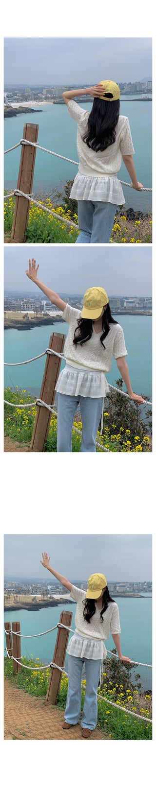 Twist V-neck short-sleeved knit