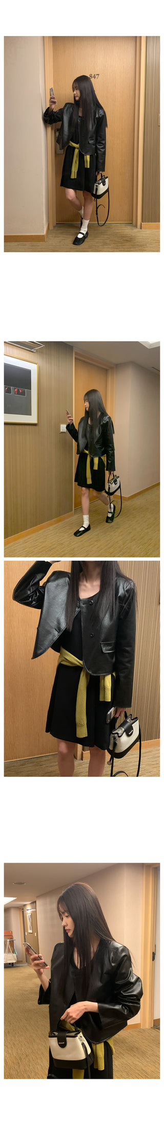 Round leather jacket