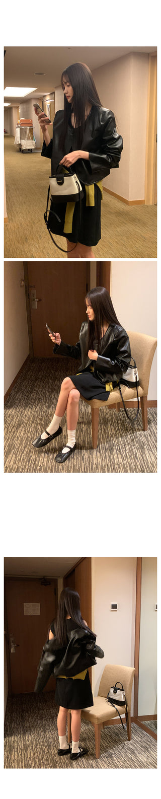 Round leather jacket