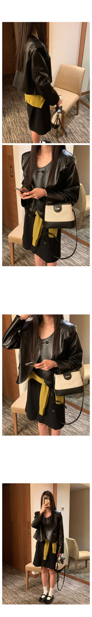 Round leather jacket