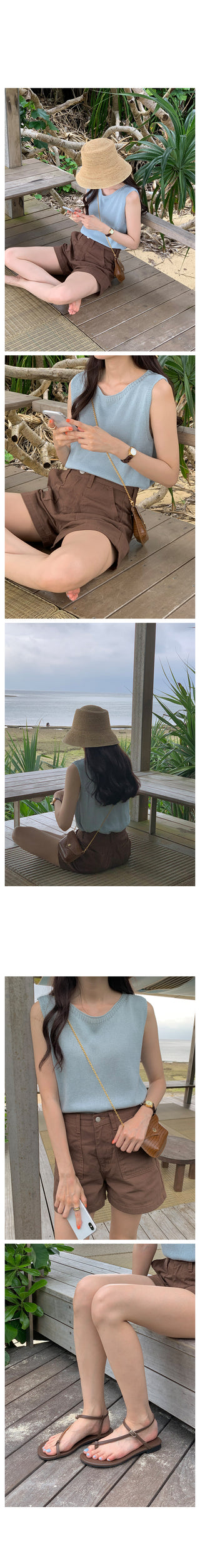 Linen sleeveless top, 3 colors