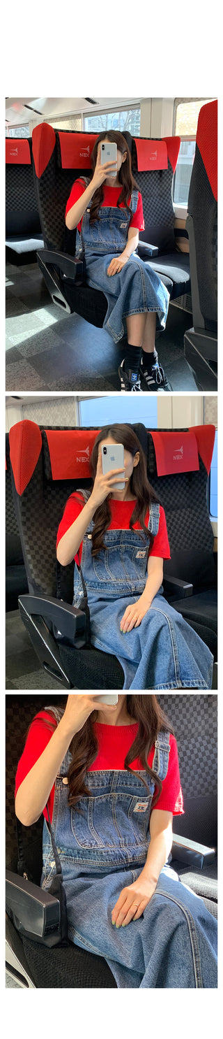 Denim overall dress