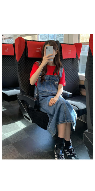 Denim overall dress