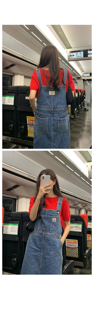 Denim overall dress
