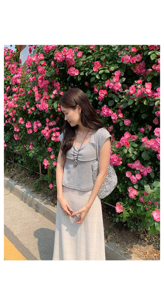 Chiffon polka dot long skirt