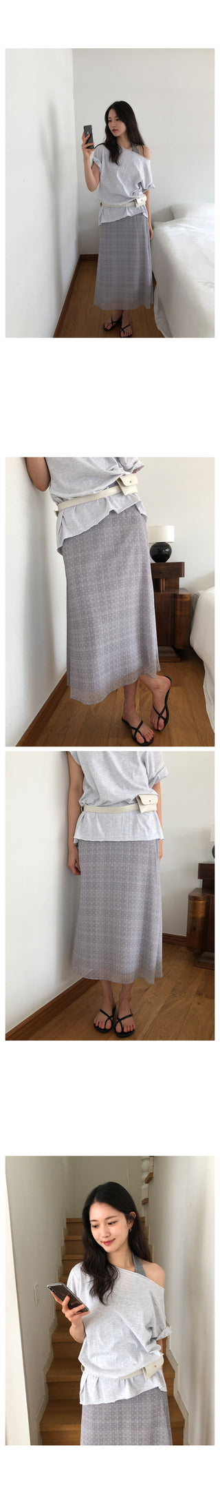 Chiffon polka dot long skirt