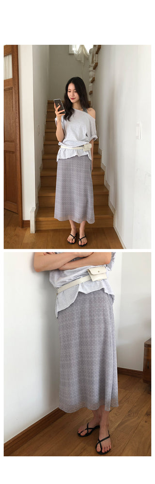 Chiffon polka dot long skirt