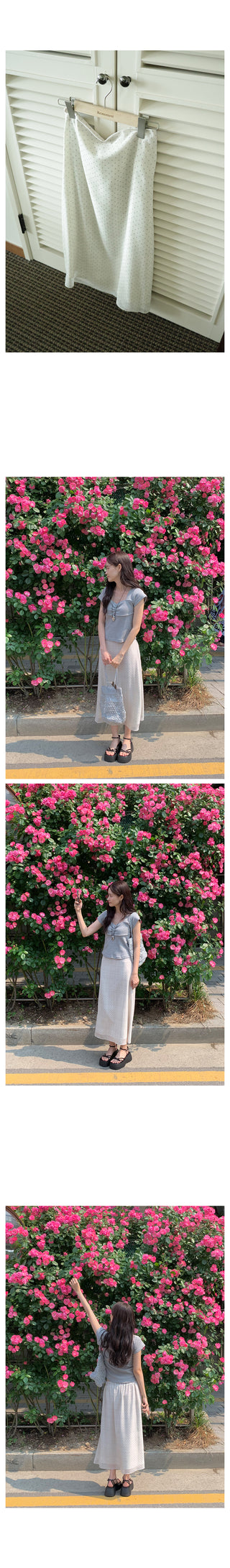 Chiffon polka dot long skirt