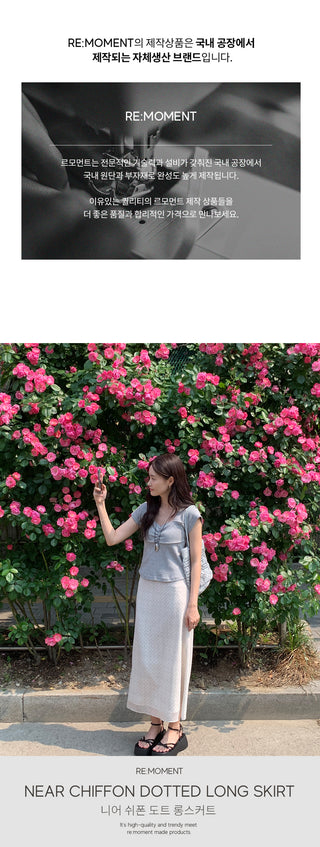 Chiffon polka dot long skirt