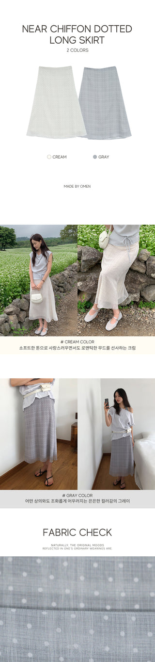 Chiffon polka dot long skirt