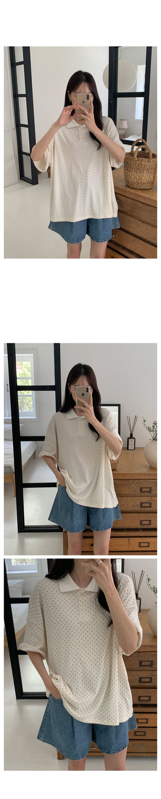 Polka dot polo shirt