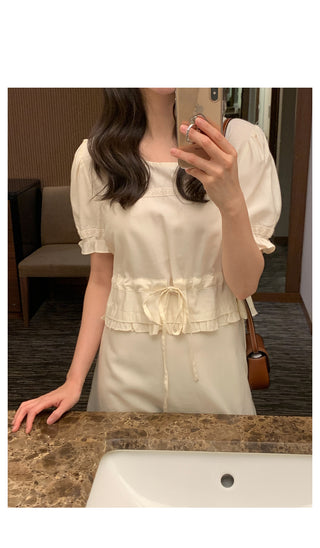 Round crop blouse set - skirt (set item / 200% versatility / wedding look)