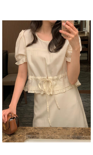 Round crop blouse set - skirt (set item / 200% versatility / wedding look)