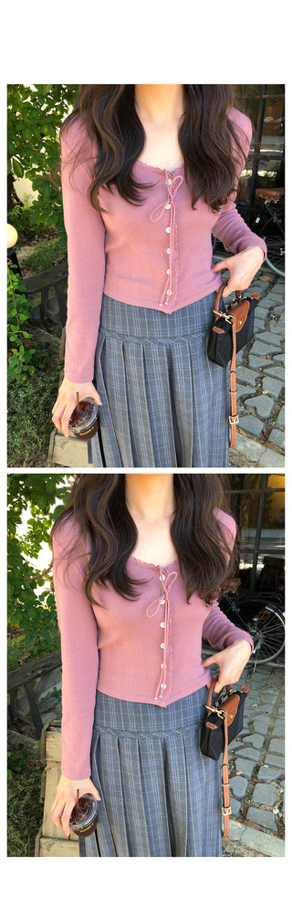 (3 colors) Lace Frill Cardigan