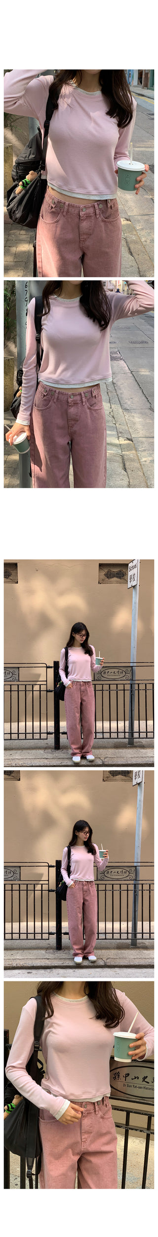 Two-tone layered T-shirt