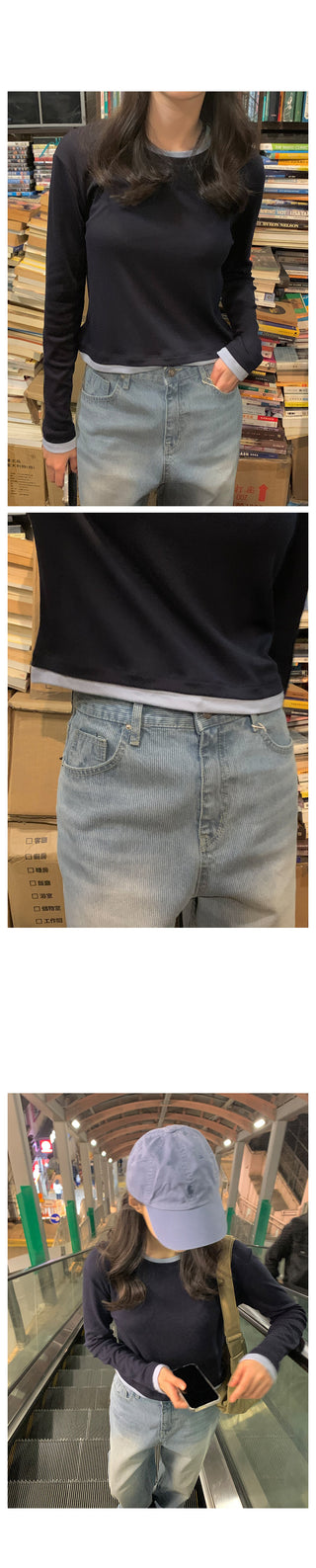 Two-tone layered T-shirt