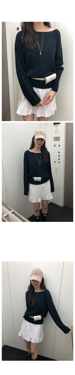 Boat neck loose fit knit