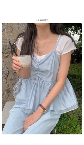 Ribbon sleeveless blouse