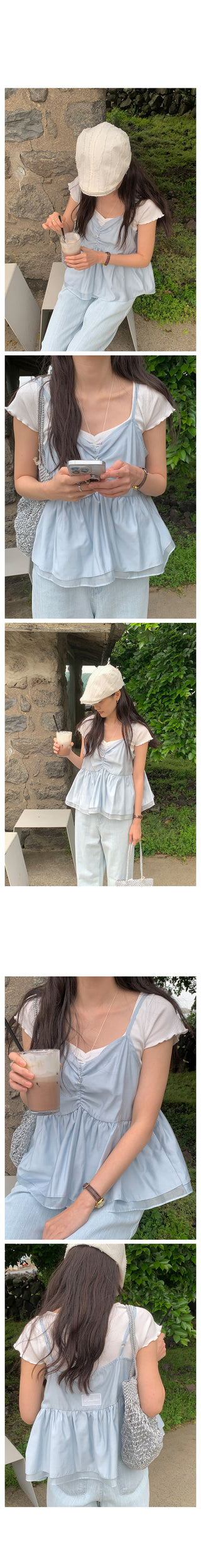 Ribbon sleeveless blouse