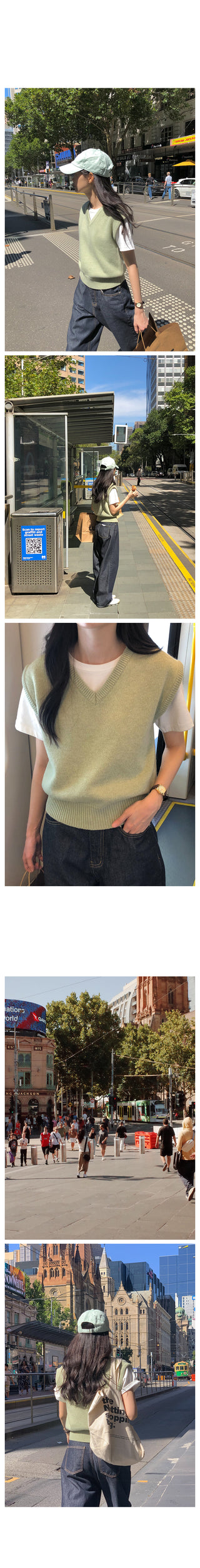 V-neck knit vest (9 colors)