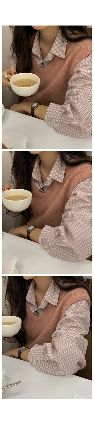 V-neck knit vest (9 colors)
