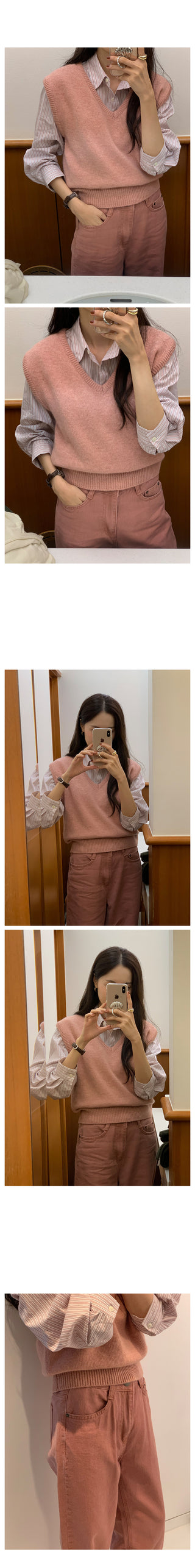 V-neck knit vest (9 colors)