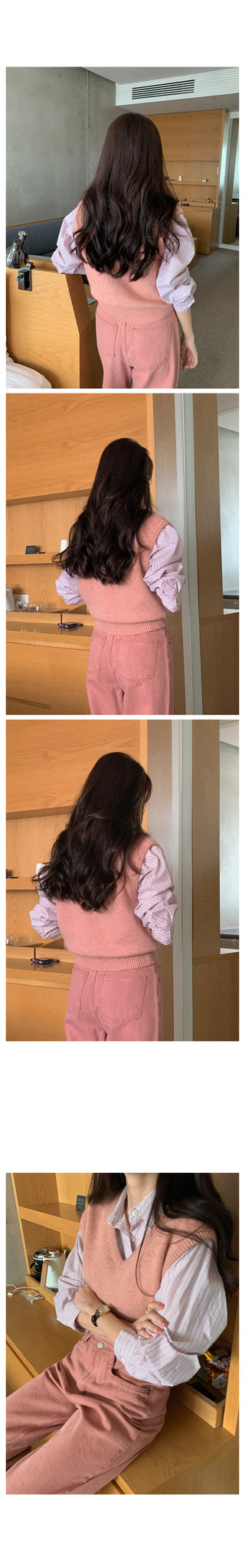 V-neck knit vest (9 colors)
