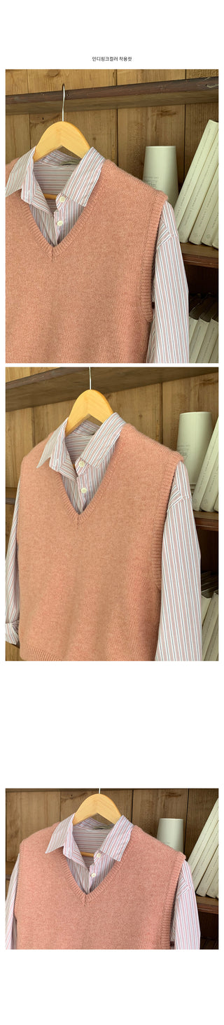 V-neck knit vest (9 colors)