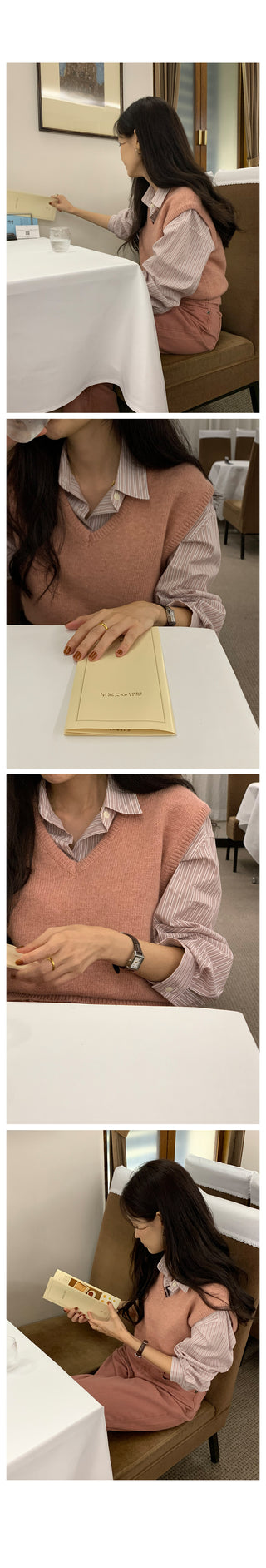 V-neck knit vest (9 colors)