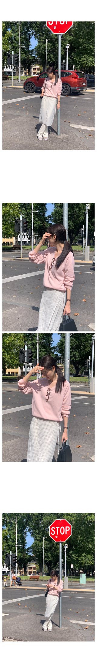 French cashmere V-neck knit