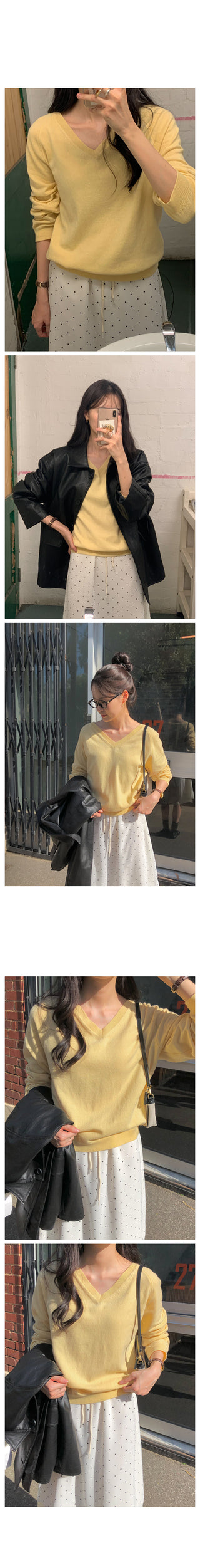 French cashmere V-neck knit