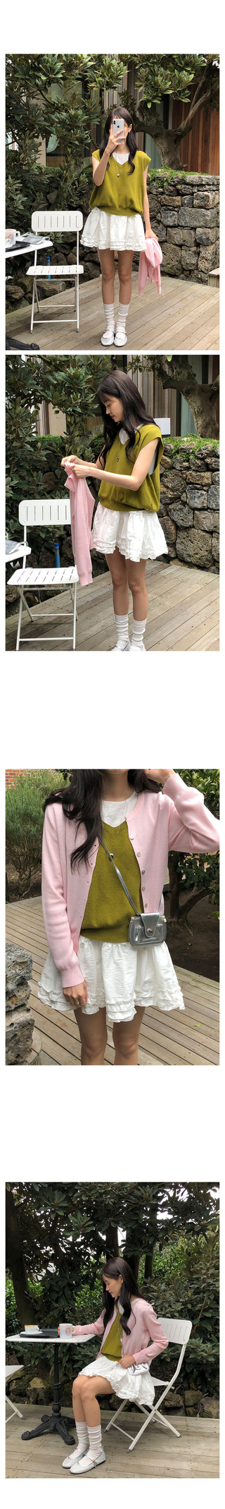Cashmere V-neck knit vest