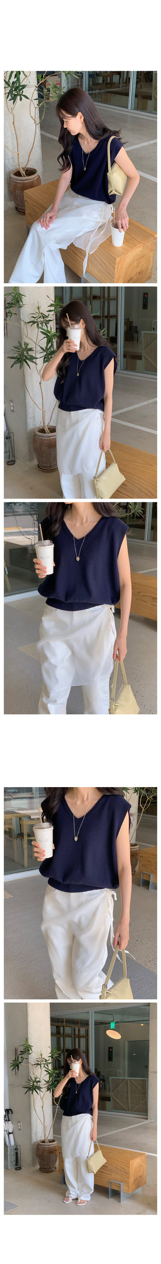 Cashmere V-neck knit vest