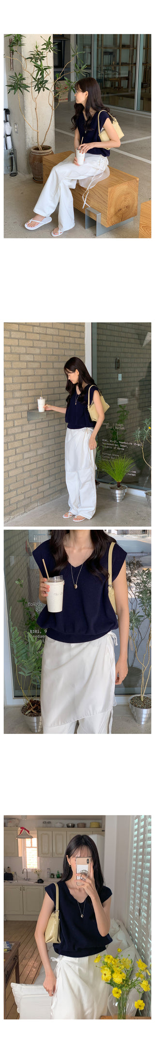 Cashmere V-neck knit vest