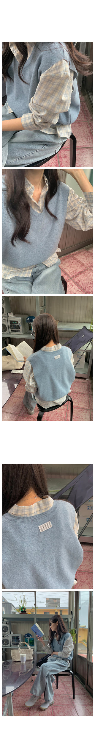 Cashmere V-neck knit vest