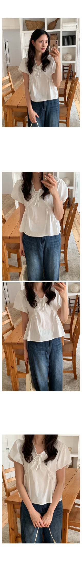 Puff-sleeve blouse