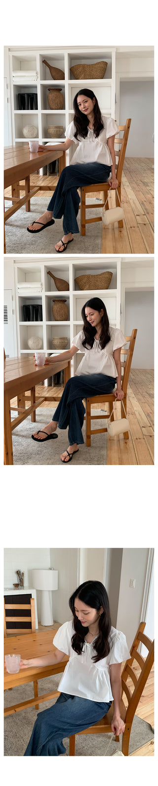 Puff-sleeve blouse