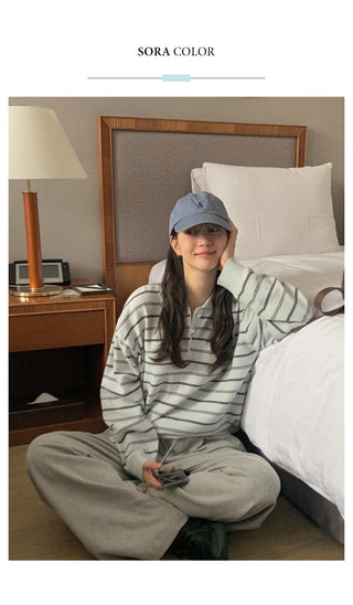 [2 colors] Striped knit