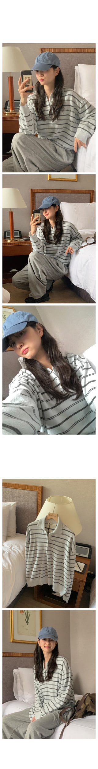 [2 colors] Striped knit