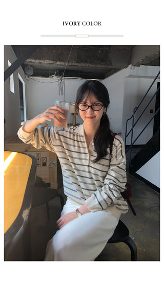 [2 colors] Striped knit