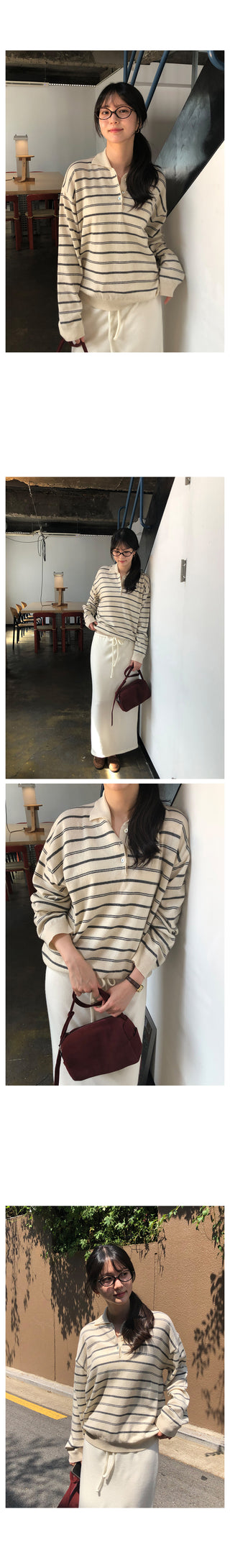 [2 colors] Striped knit