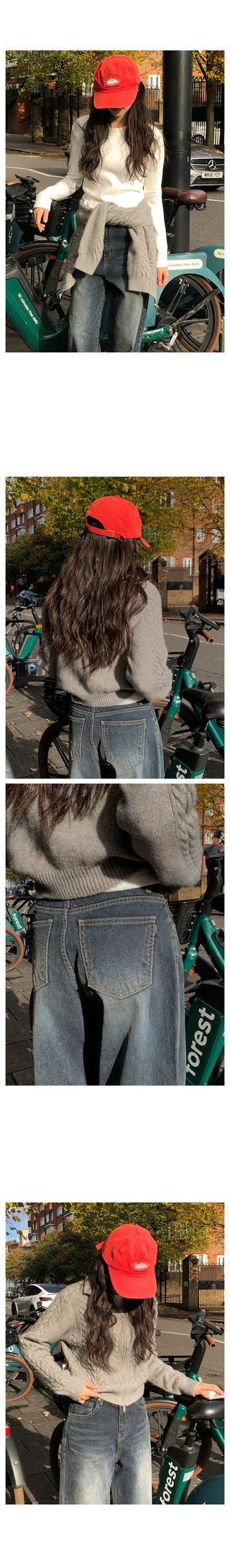 Corduroy wide-leg denim pants