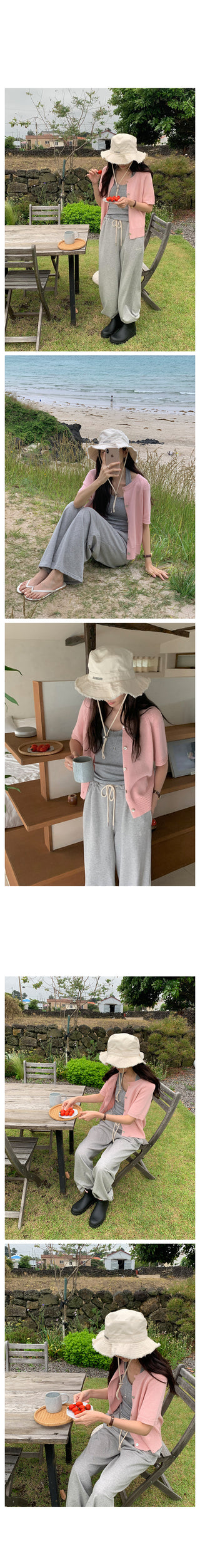 Round short-sleeved cardigan